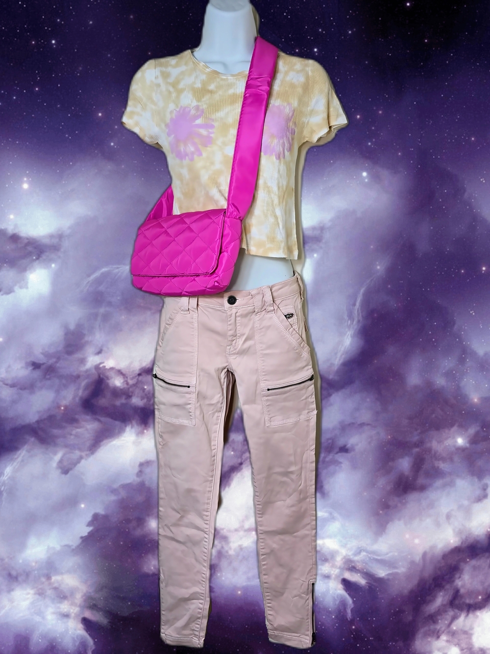 Joie Pastel Pink Denim Jeans+ LulusPinkBag+ Aerie Top